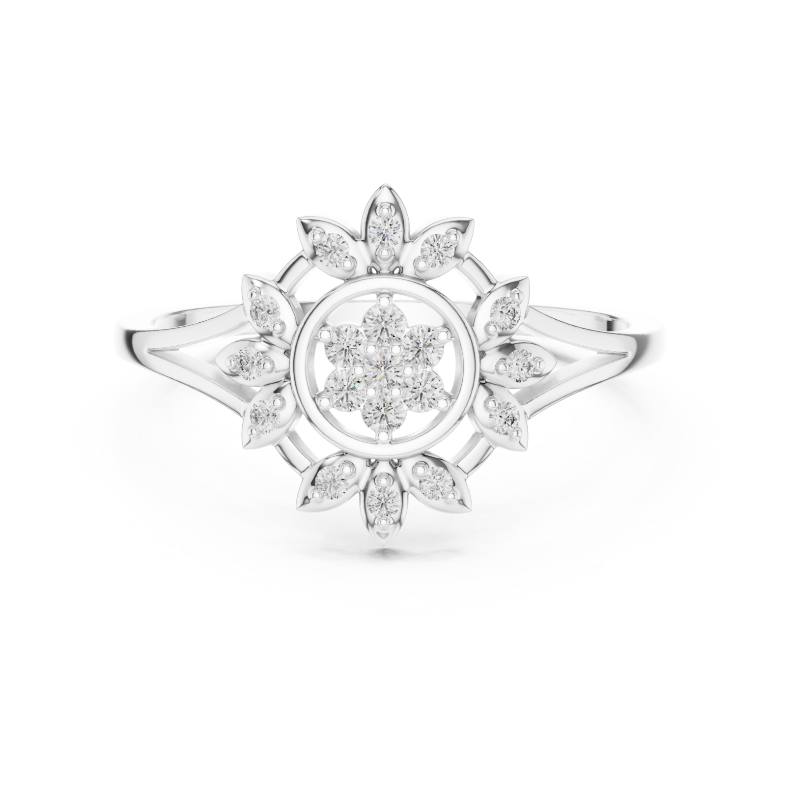  White Gold Solara Muse Ring Front View