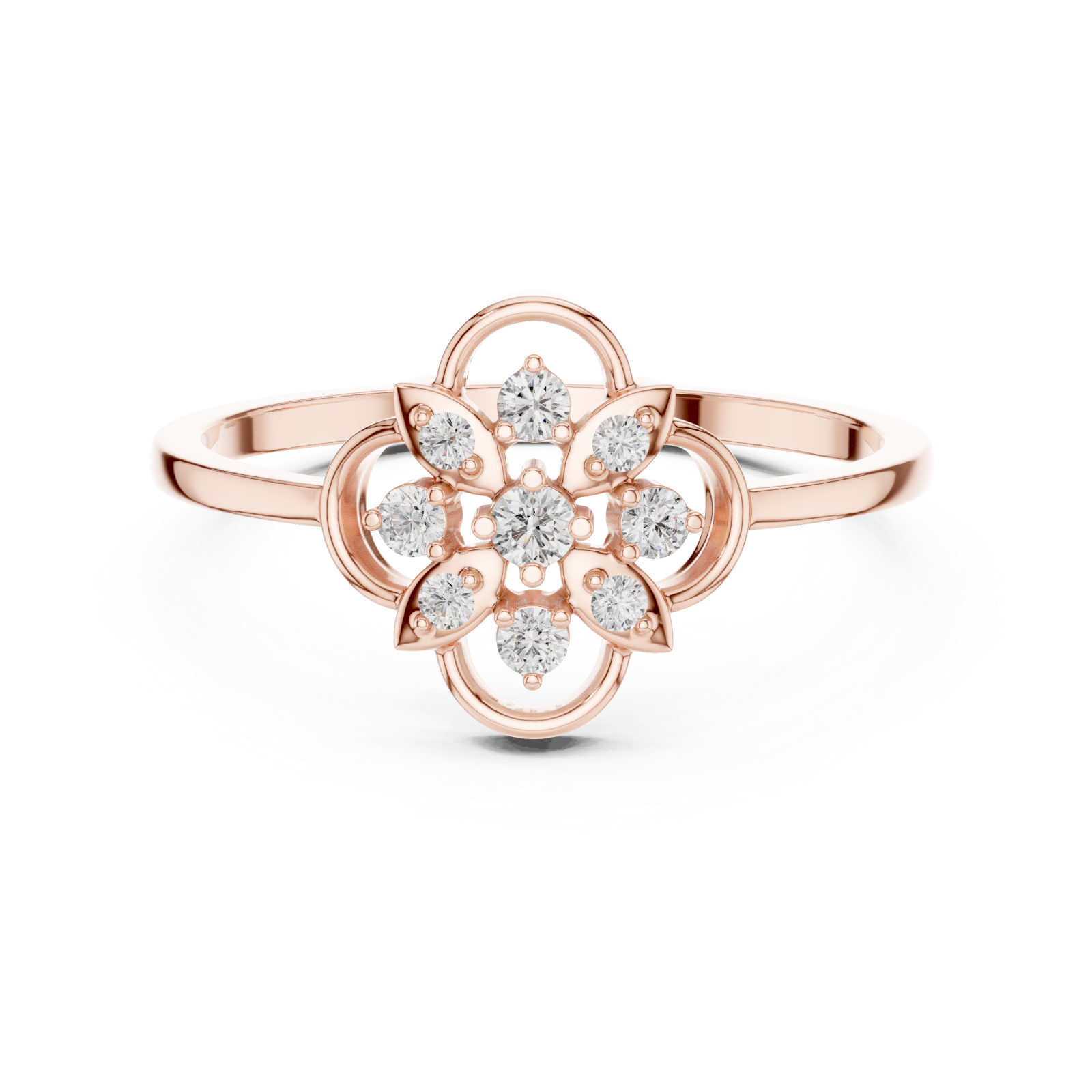 Rose Gold Petal Harmony Ring Front View
