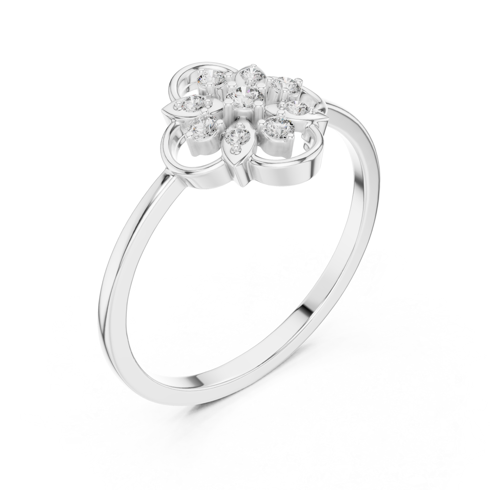  White Gold Petal Harmony Ring Right View