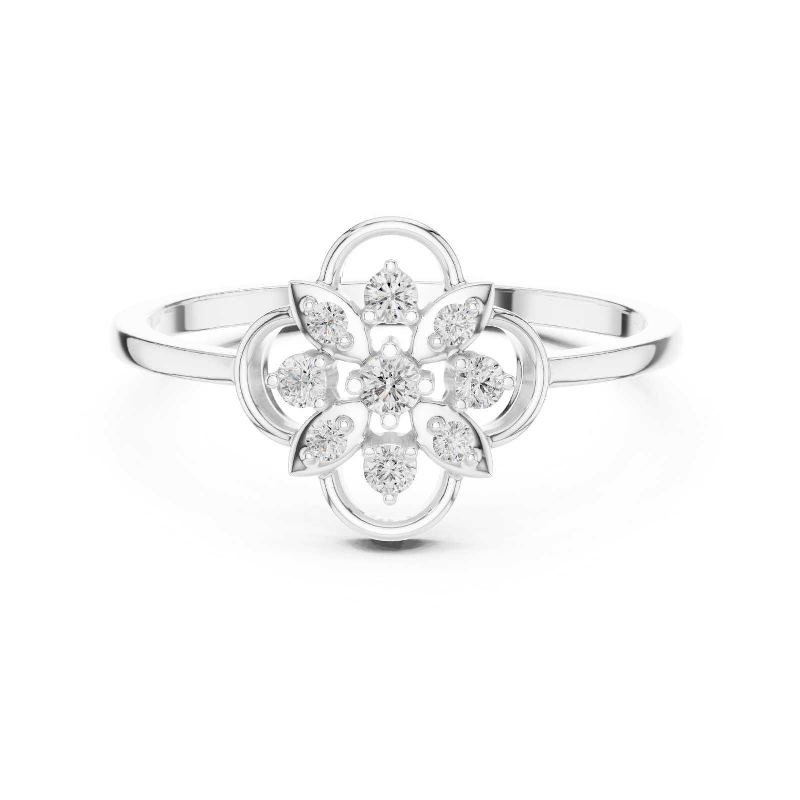  White Gold Petal Harmony Ring Front View