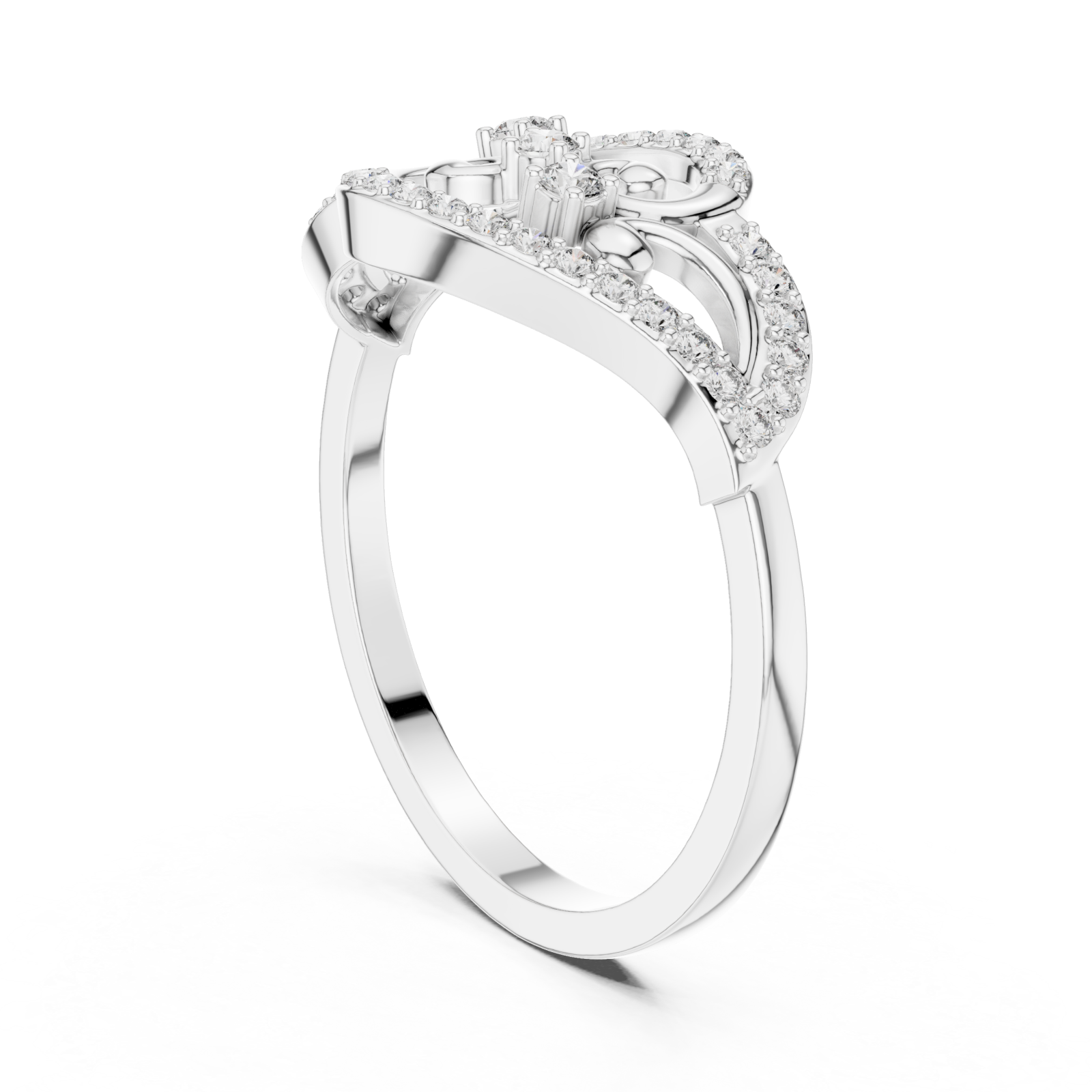  White Gold Vivid Fleur Ring Left View