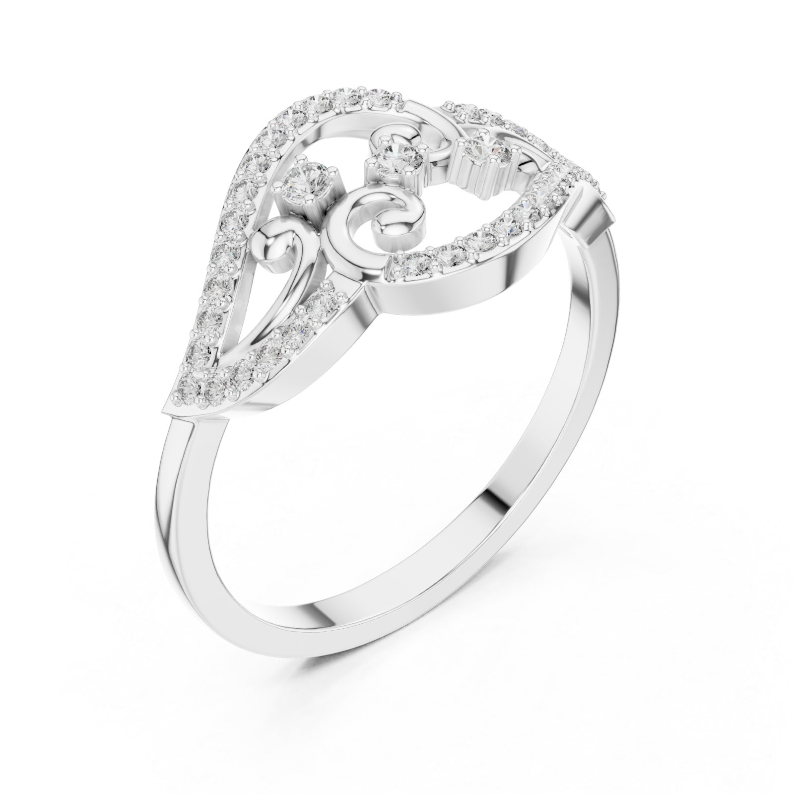  White Gold Vivid Fleur Ring Right View