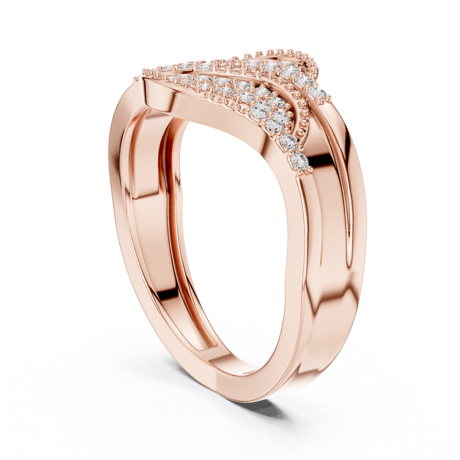  Rose Gold Lustrous Petal Luxe Ring Left View