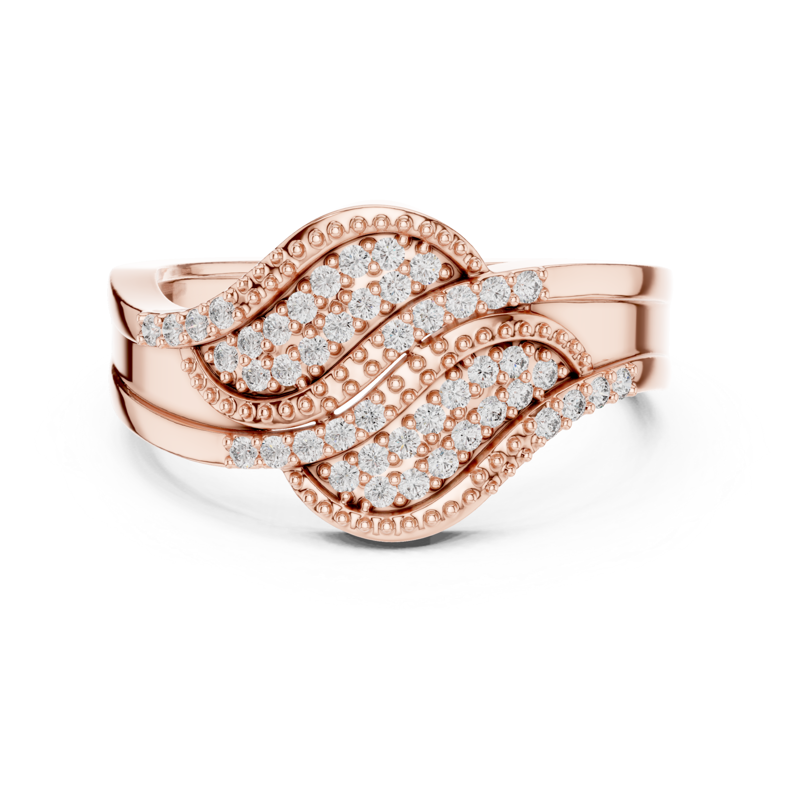  Rose Gold Lustrous Petal Luxe Ring Front View