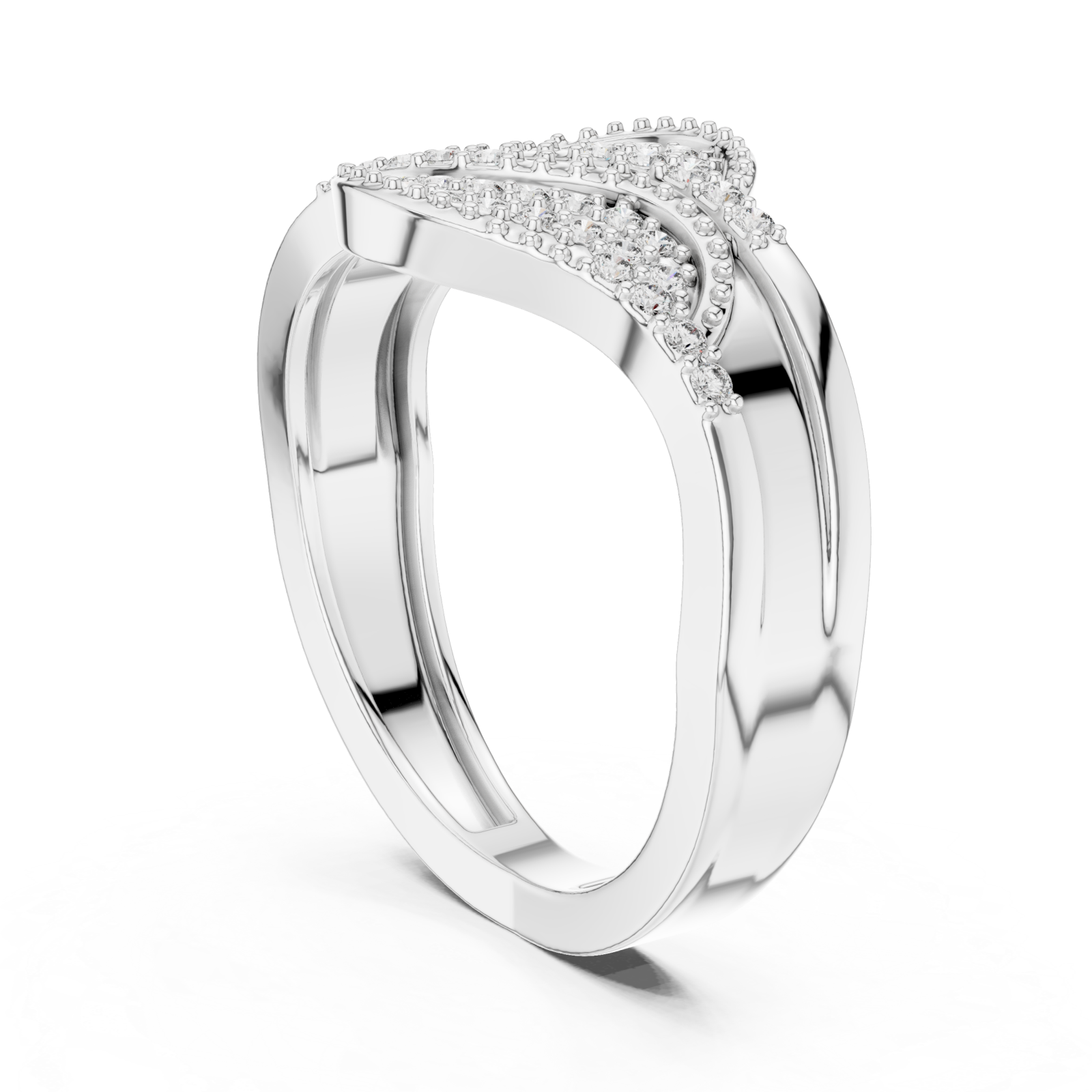  White Gold Lustrous Petal Luxe Ring Left View