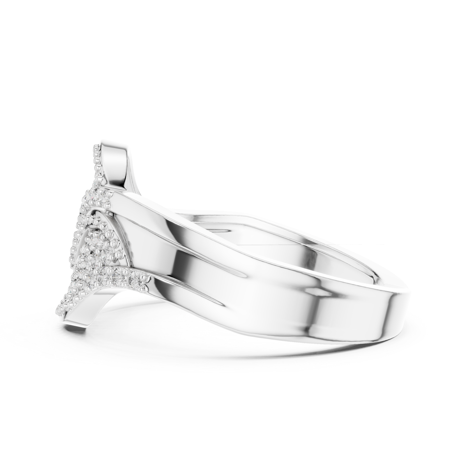  White Gold Lustrous Petal Luxe Ring Side View