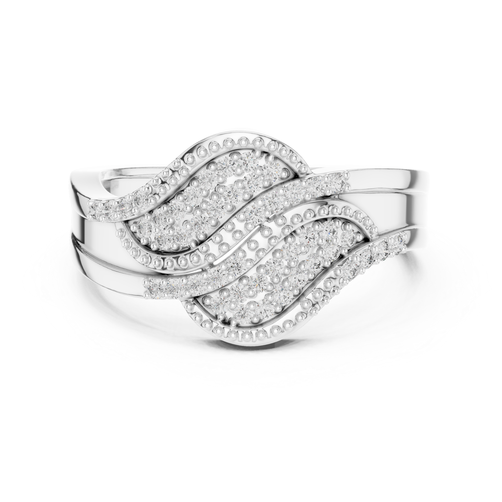  White Gold Lustrous Petal Luxe Ring Front View