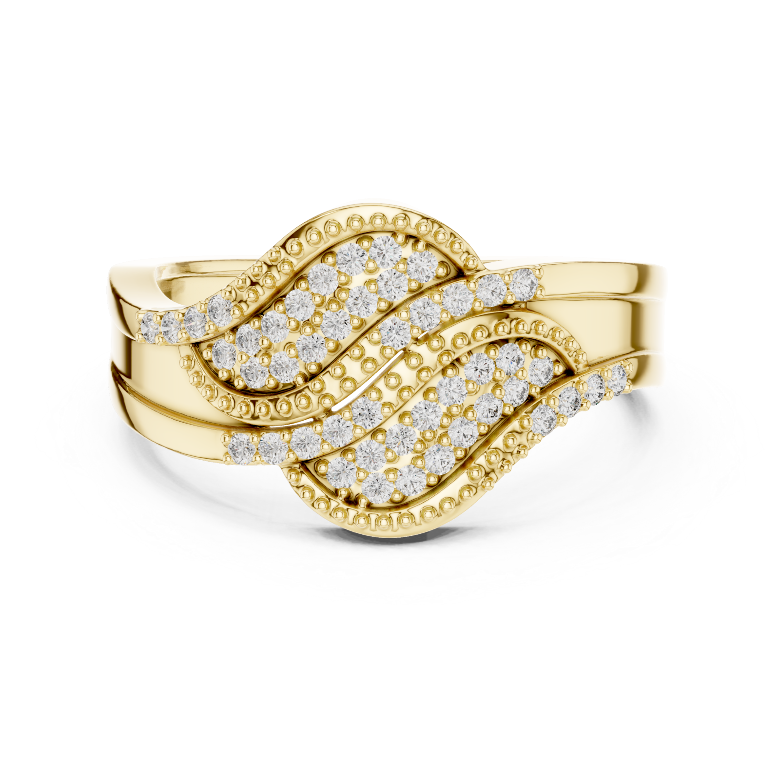  Gold Lustrous Petal Luxe Ring Front View