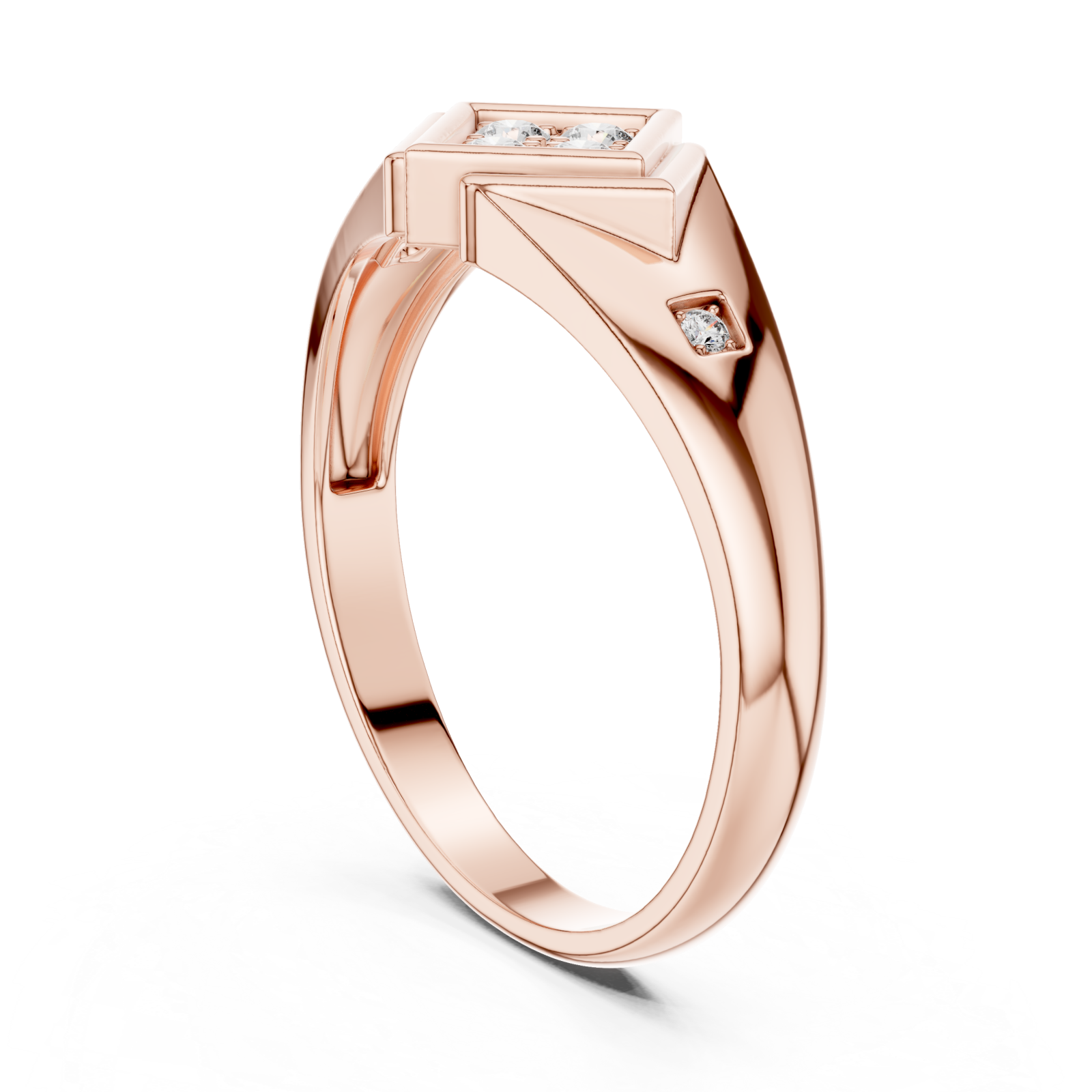  Rose Gold Solace Crest Ring Left View