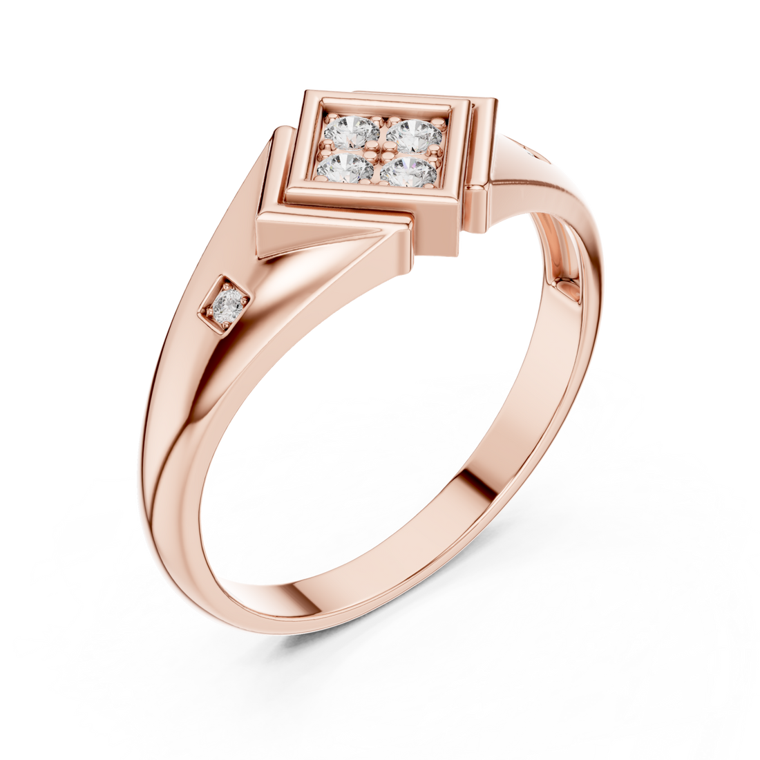  Rose Gold Solace Crest Ring Front View