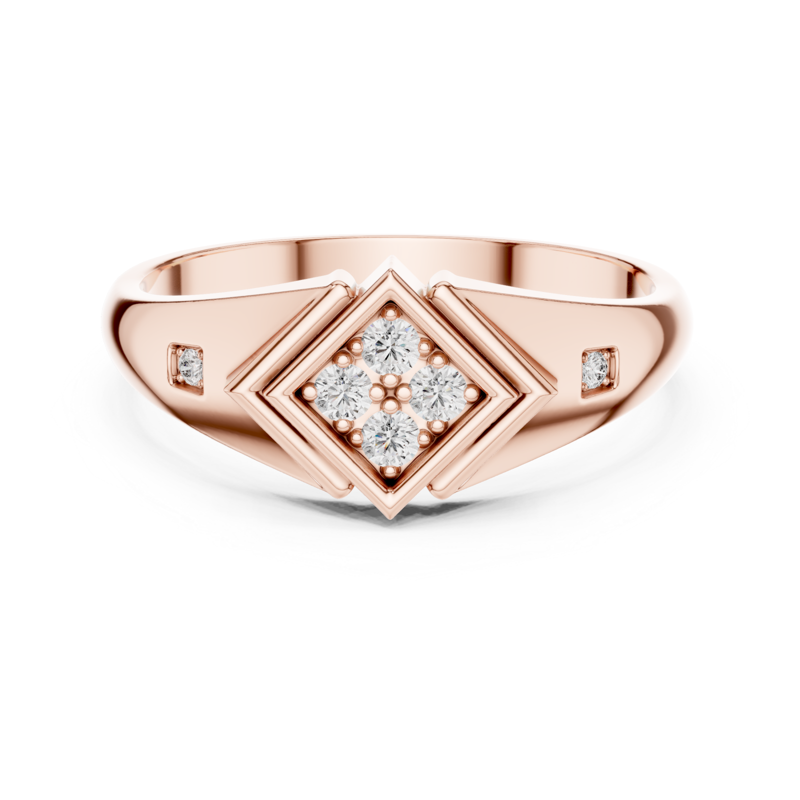  Rose Gold Solace Crest Ring Front View