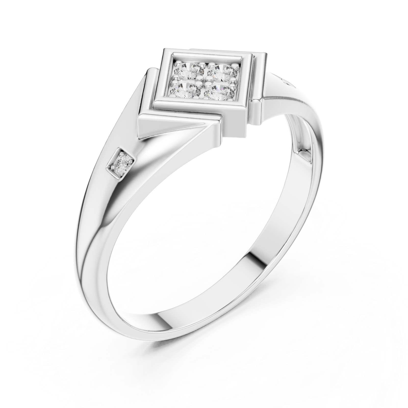  White Gold Solace Crest Ring Right View