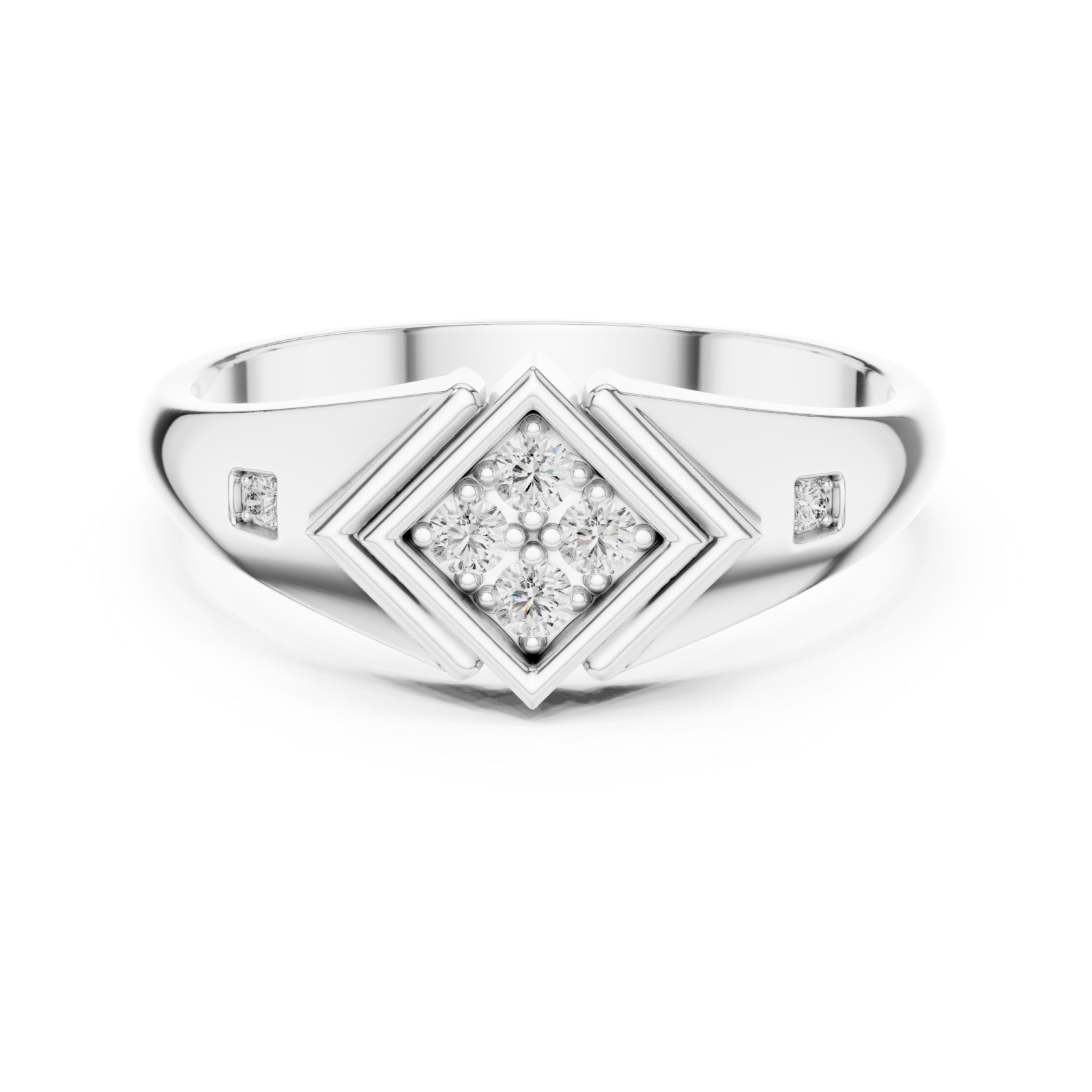  White Gold Solace Crest Ring Front View