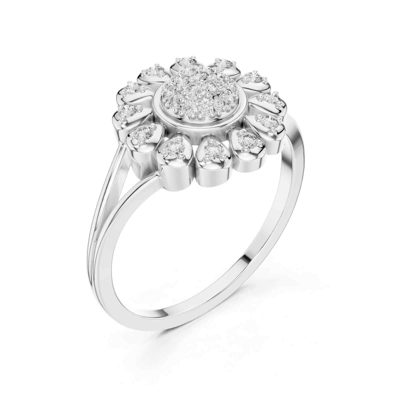  White Gold Celeste Halo Blossom Ring Right View
