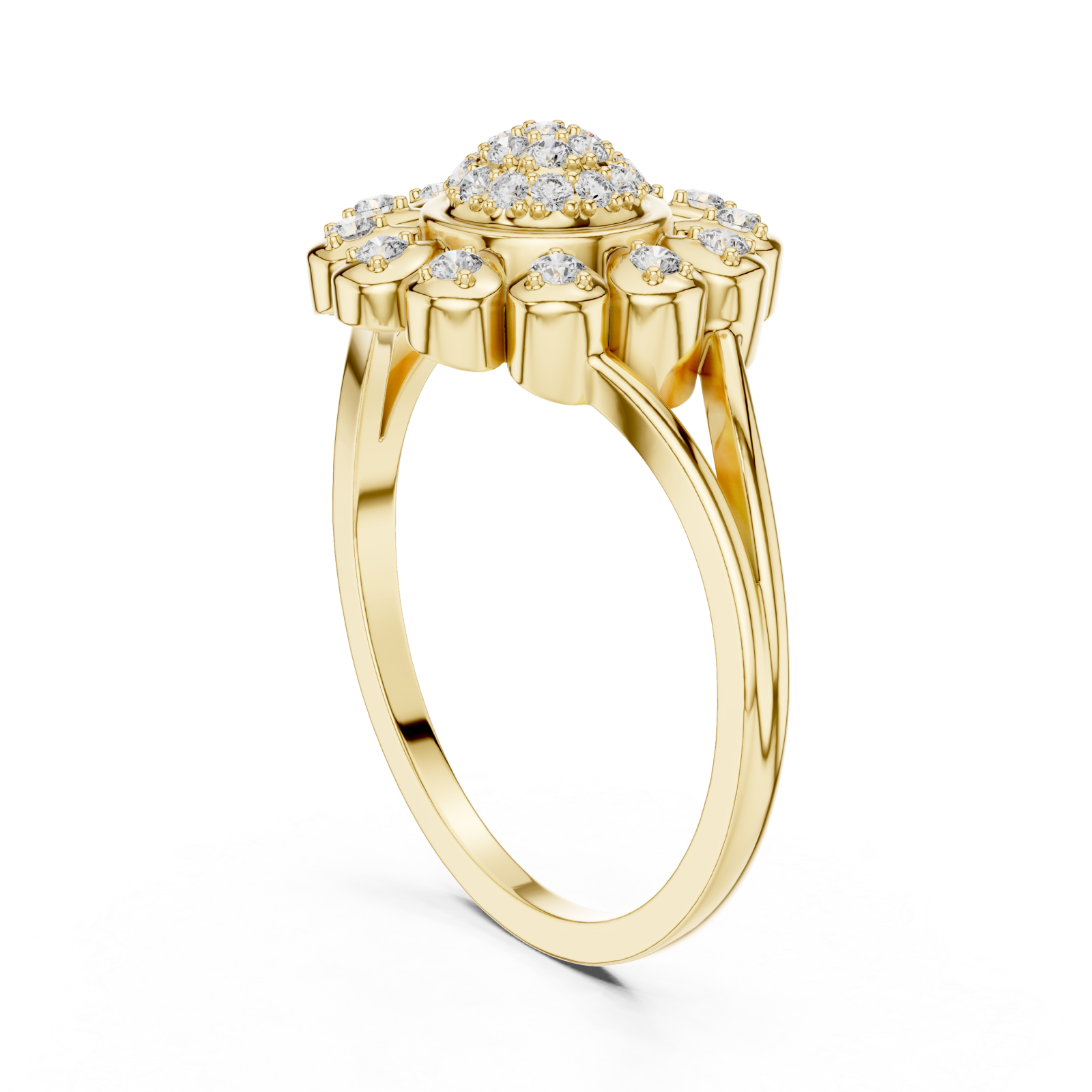  Gold Celeste Halo Blossom Ring Left View