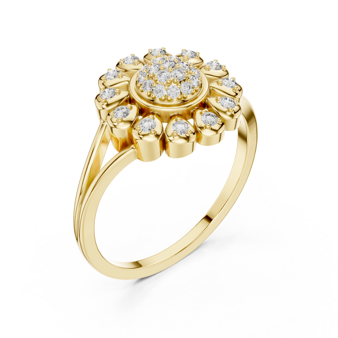 Gold Celeste Halo Blossom Ring Right View
