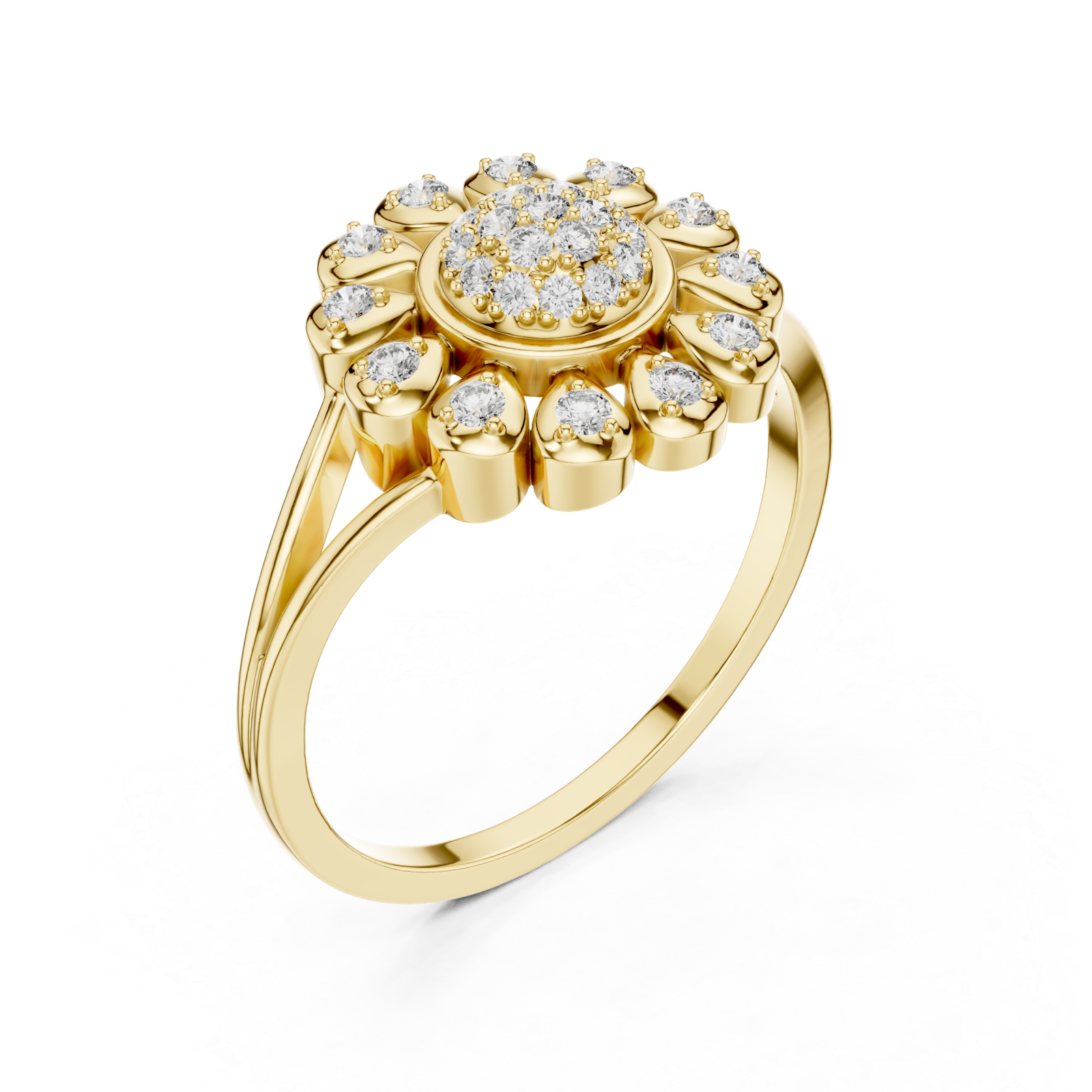 Gold Celeste Halo Blossom Ring Right View