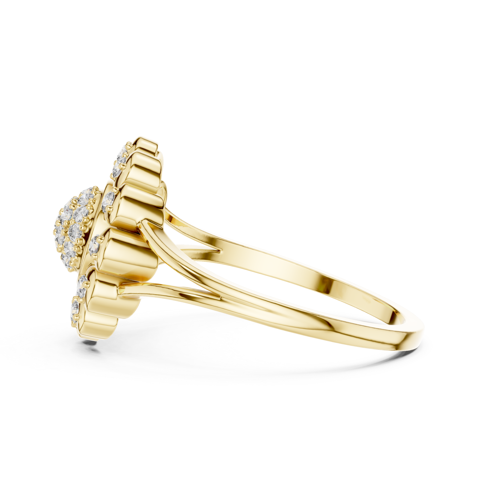  Gold Celeste Halo Blossom Ring Side View
