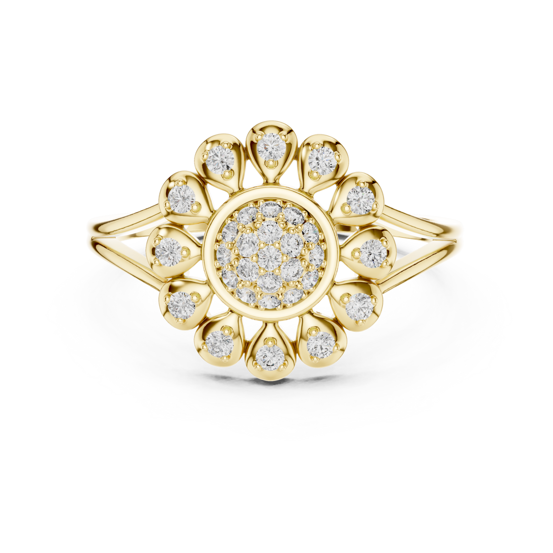 Gold Celeste Halo Blossom Ring Right View