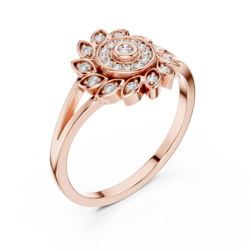 Rose Gold Petal Halo Statement Ring Right View
