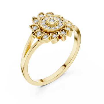 Gold Petal Halo Statement Ring Right View
