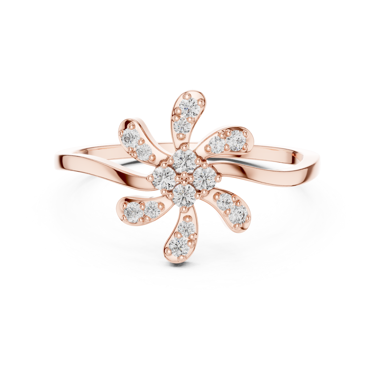  Rose Gold Elara Petal Ring Front View