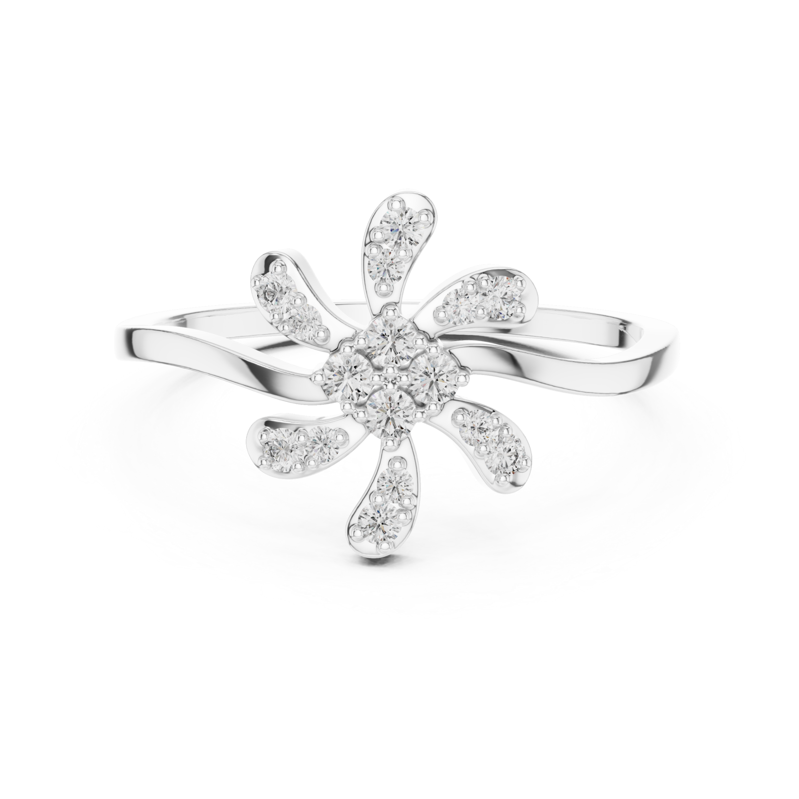  White Gold Elara Petal Ring Front View
