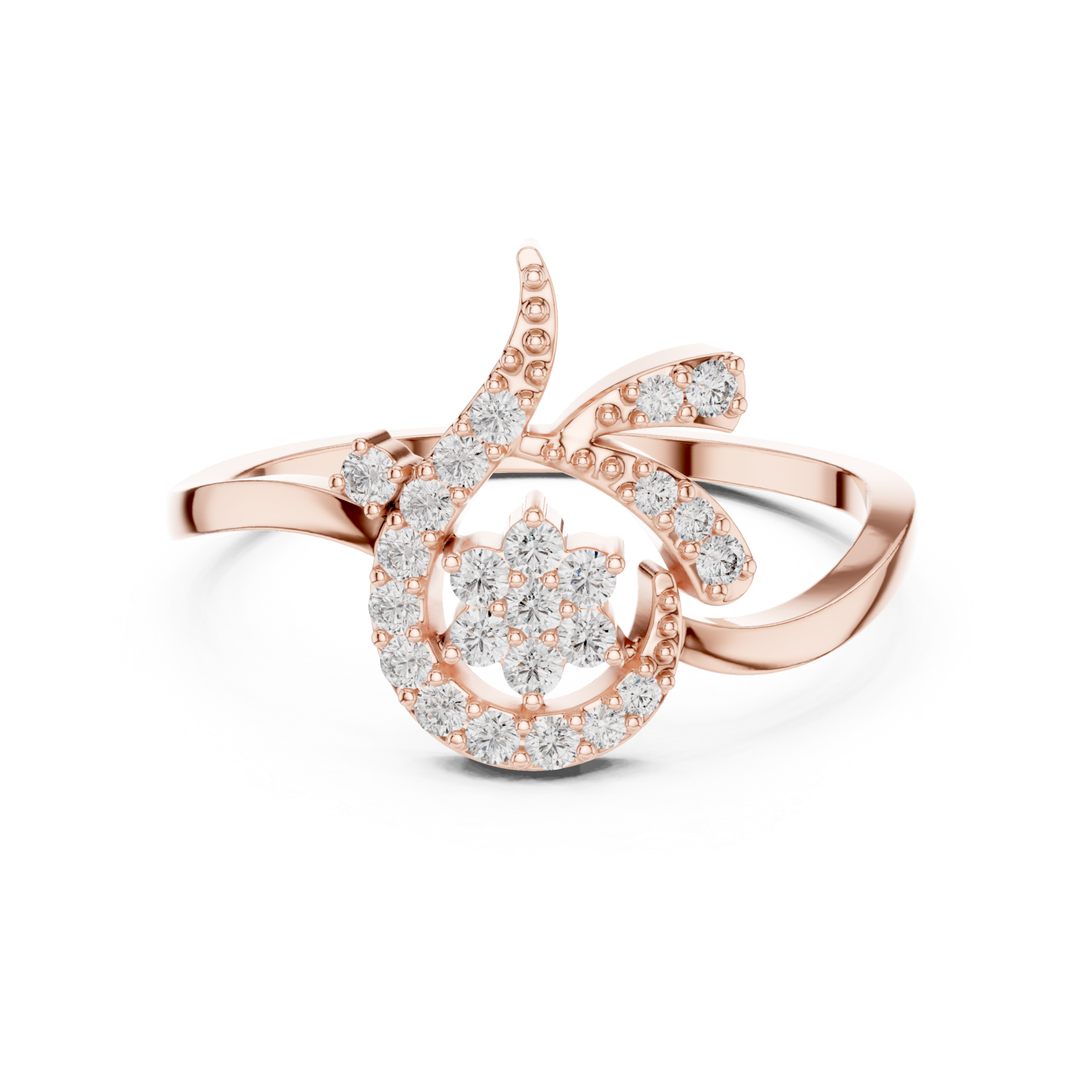  Rose Gold Willow Embrace Ring Front View