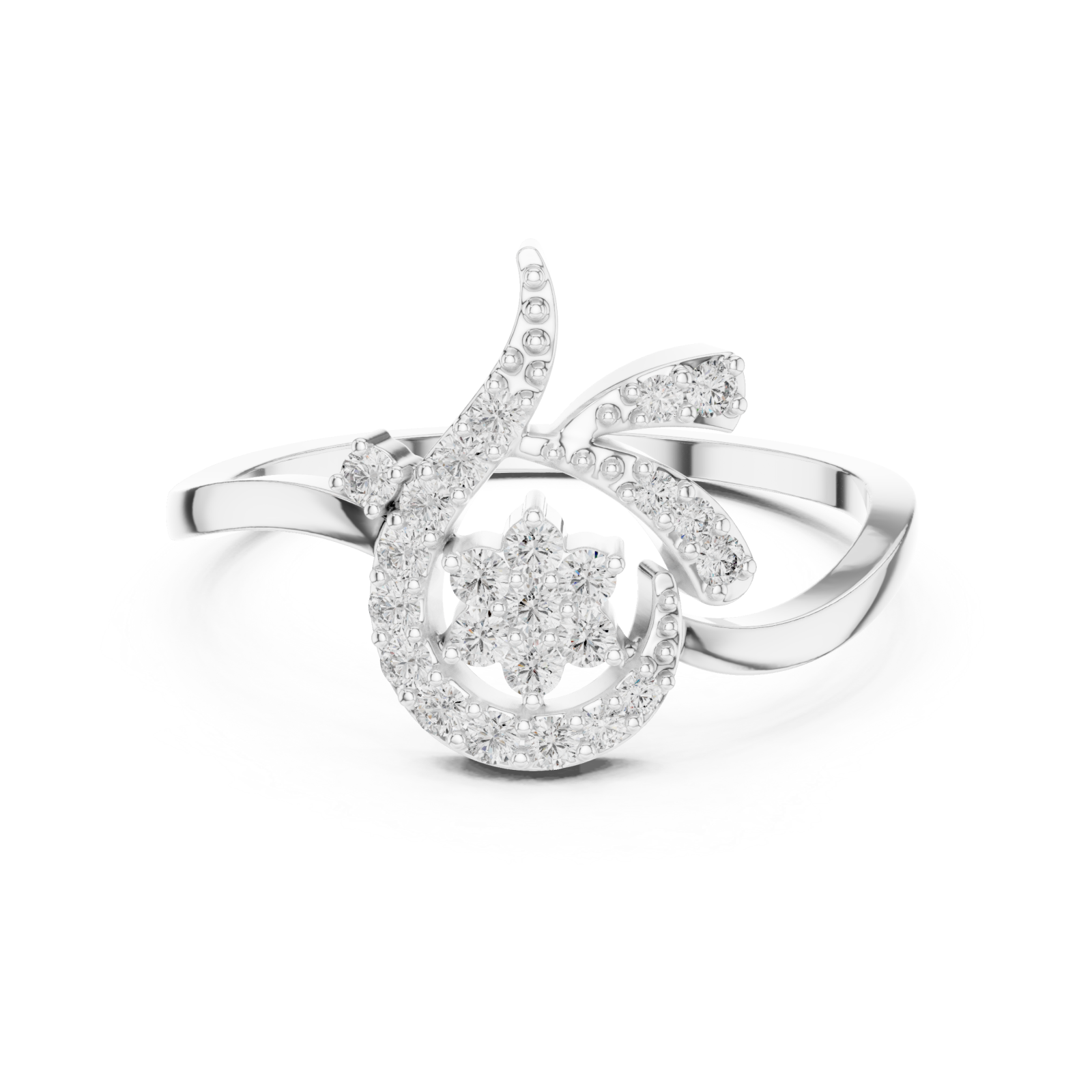  White Gold Willow Embrace Ring Front View
