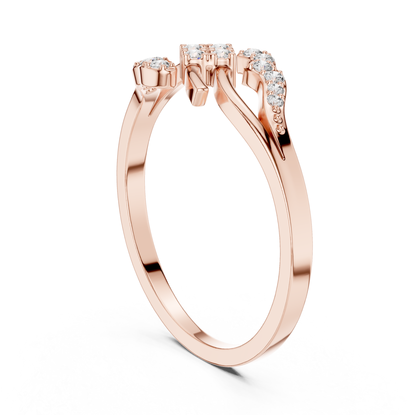  Rose Gold Floral Crest Statement Ring Left View