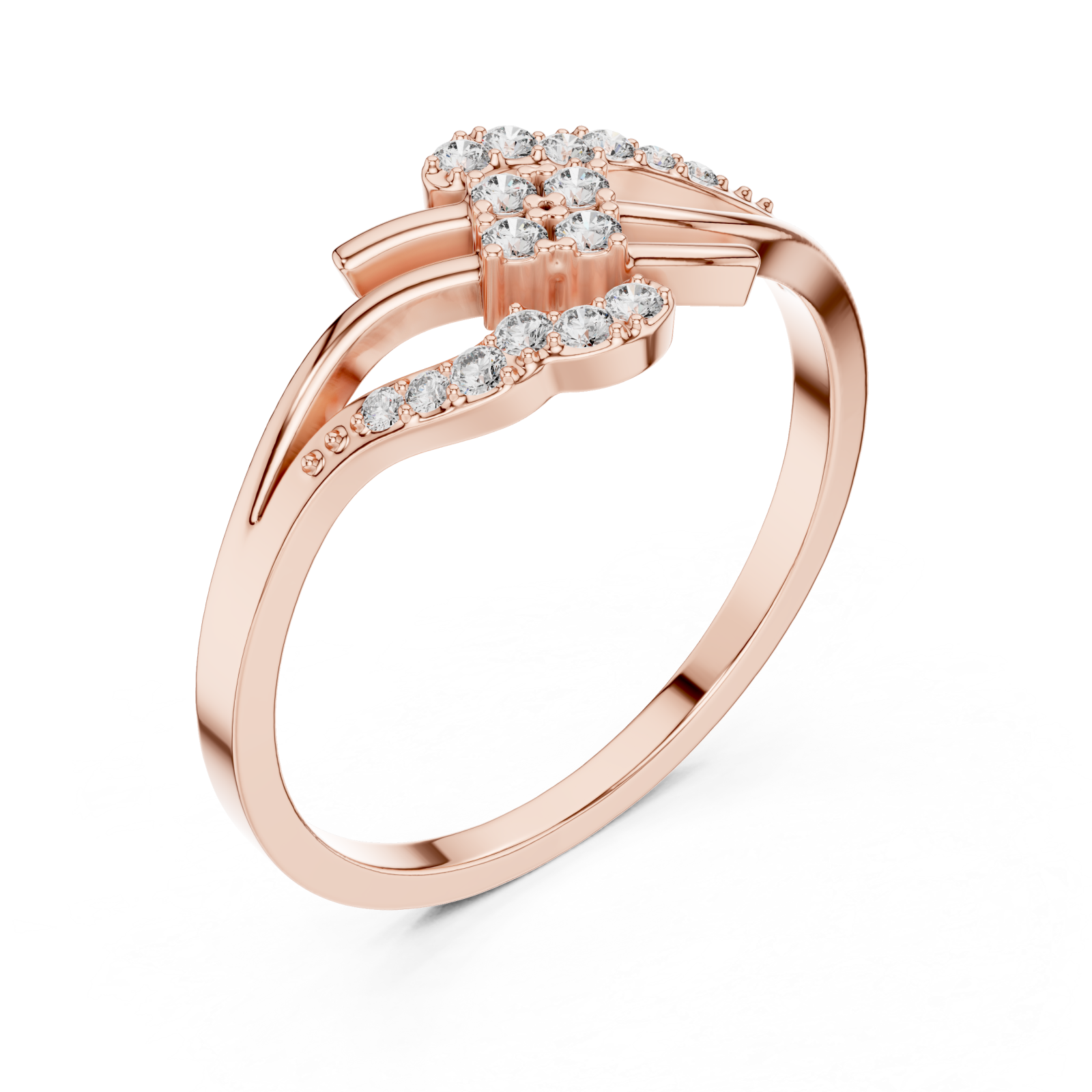  Rose Gold Floral Crest Statement Ring Right View