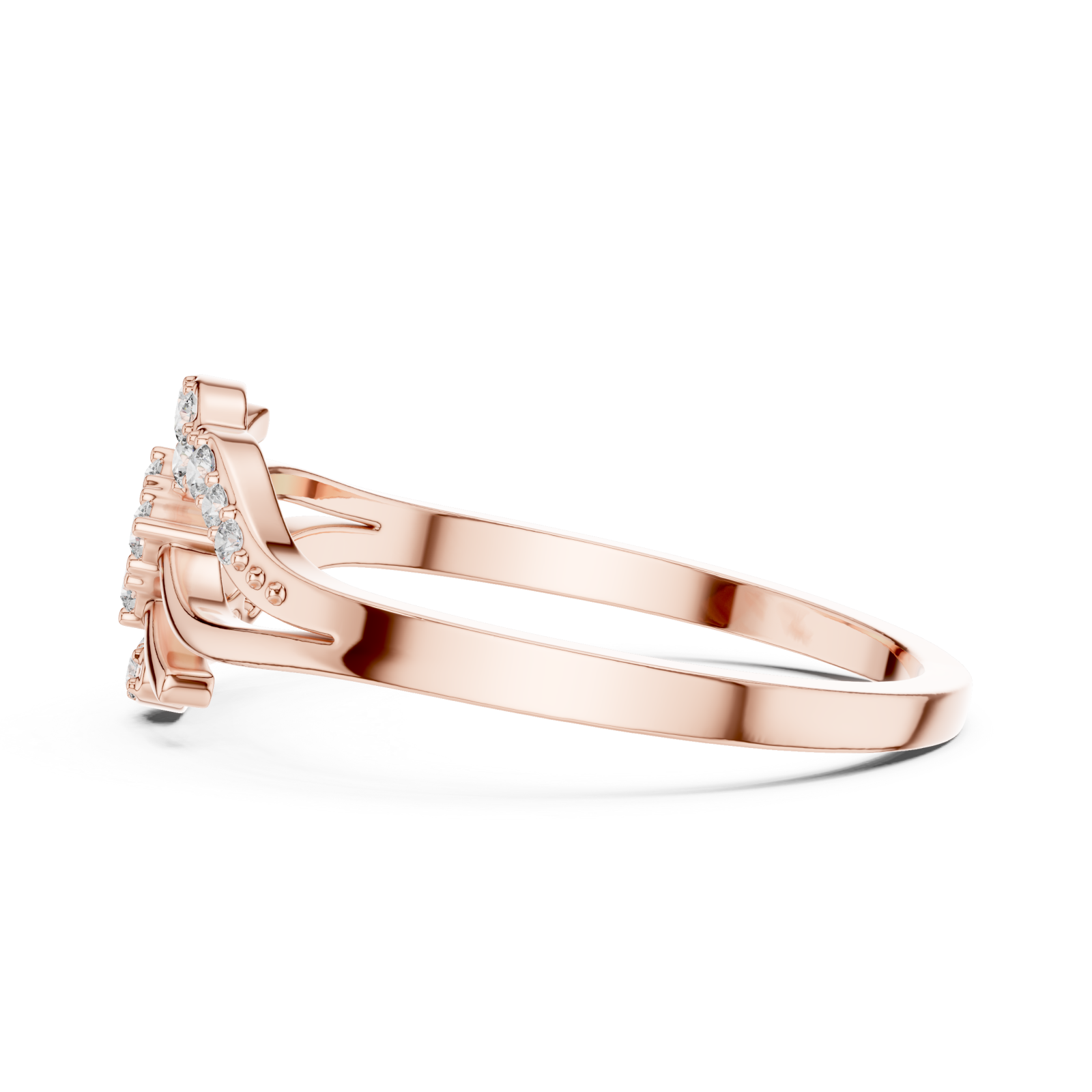  Rose Gold Floral Crest Statement Ring Side View