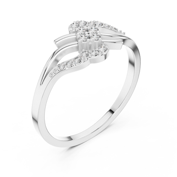 White Gold Floral Crest Statement Ring Right View