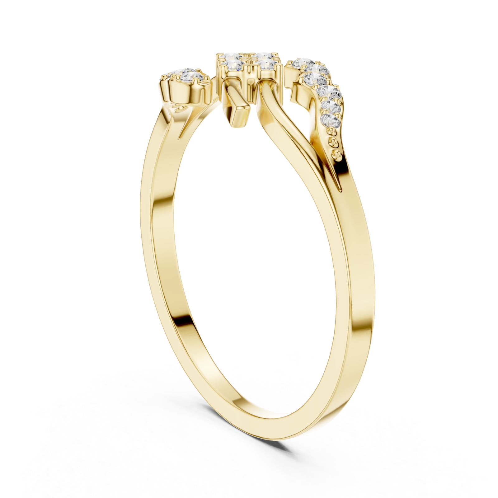  Gold Floral Crest Statement Ring Left View