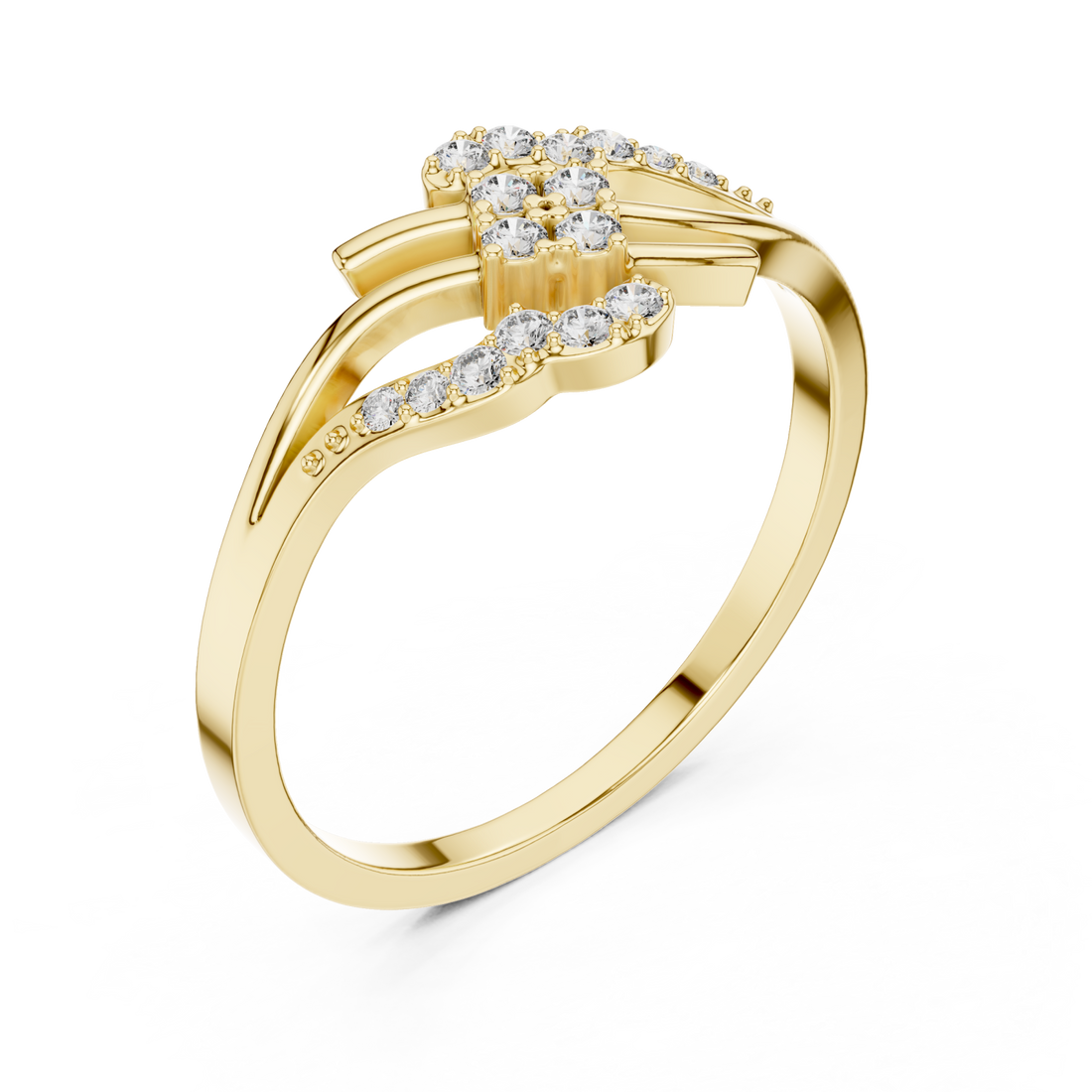 Gold Floral Crest Statement Ring Right View