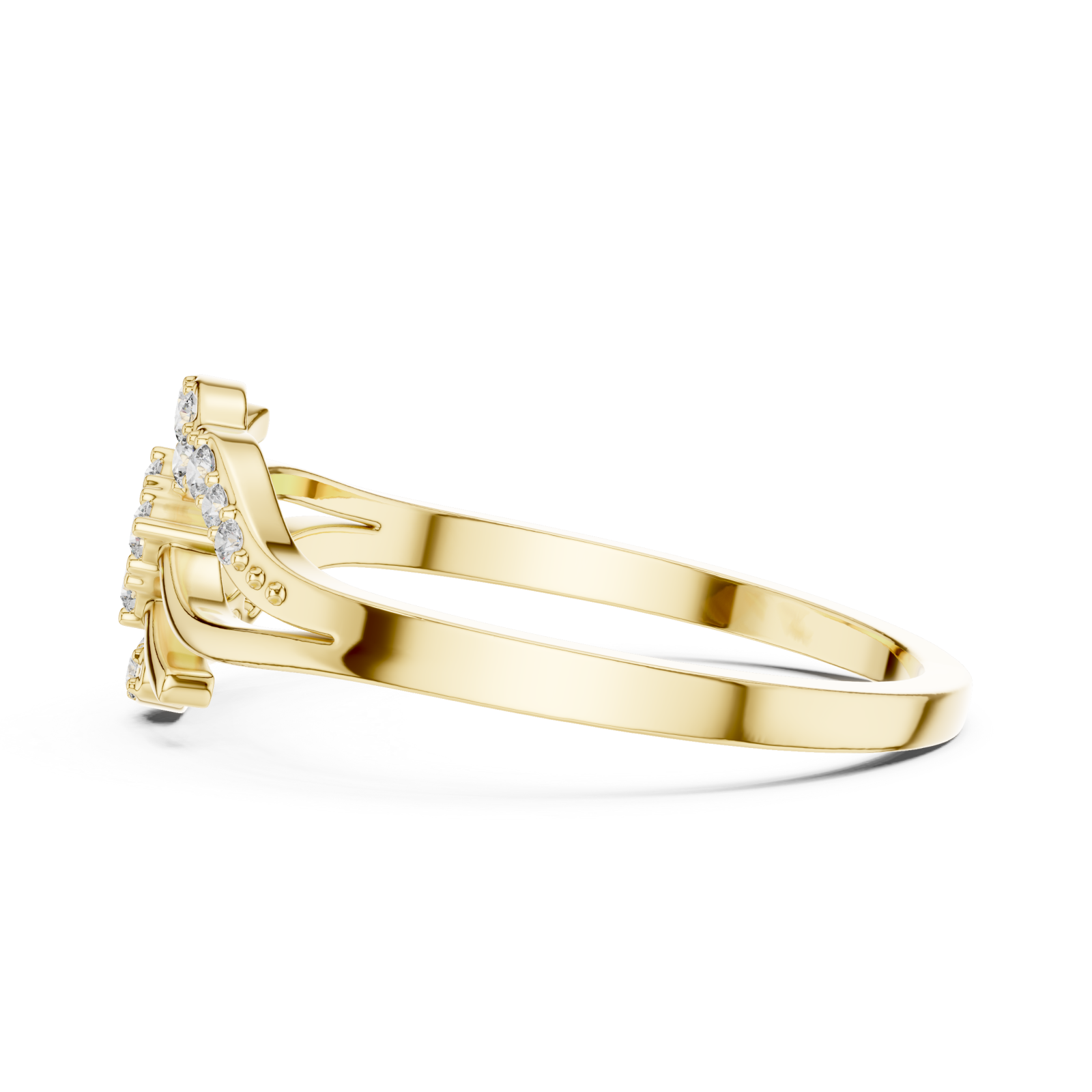 Gold Floral Crest Statement Ring Side View