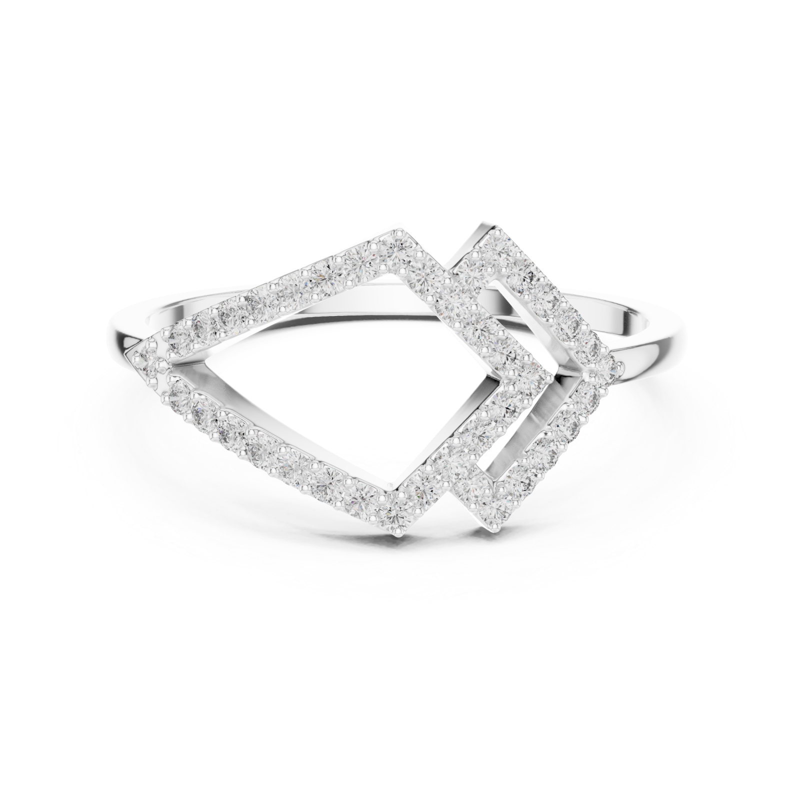  White Gold Vista Crown Ring Front View