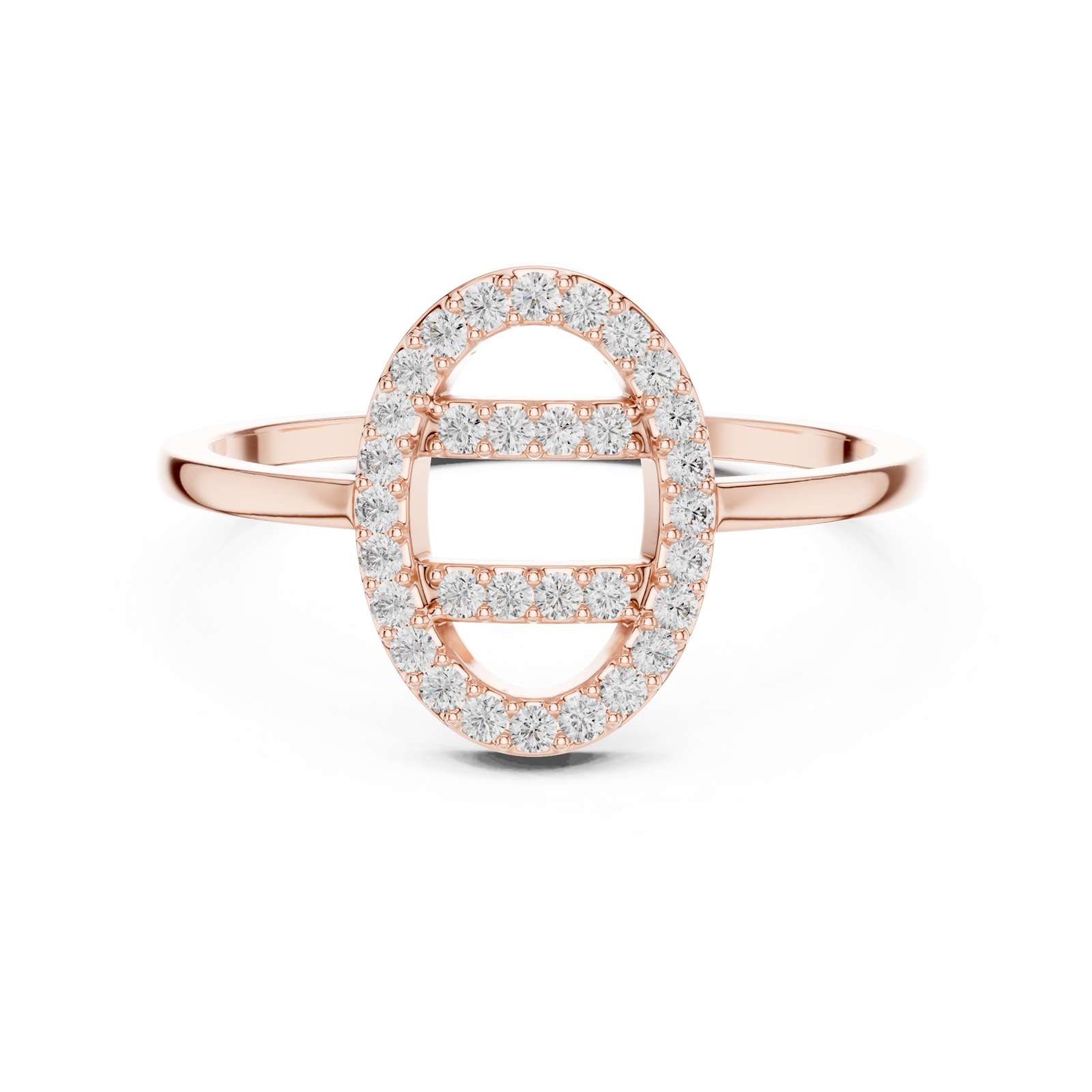  Rose Gold Opaline Crest Ring Front View