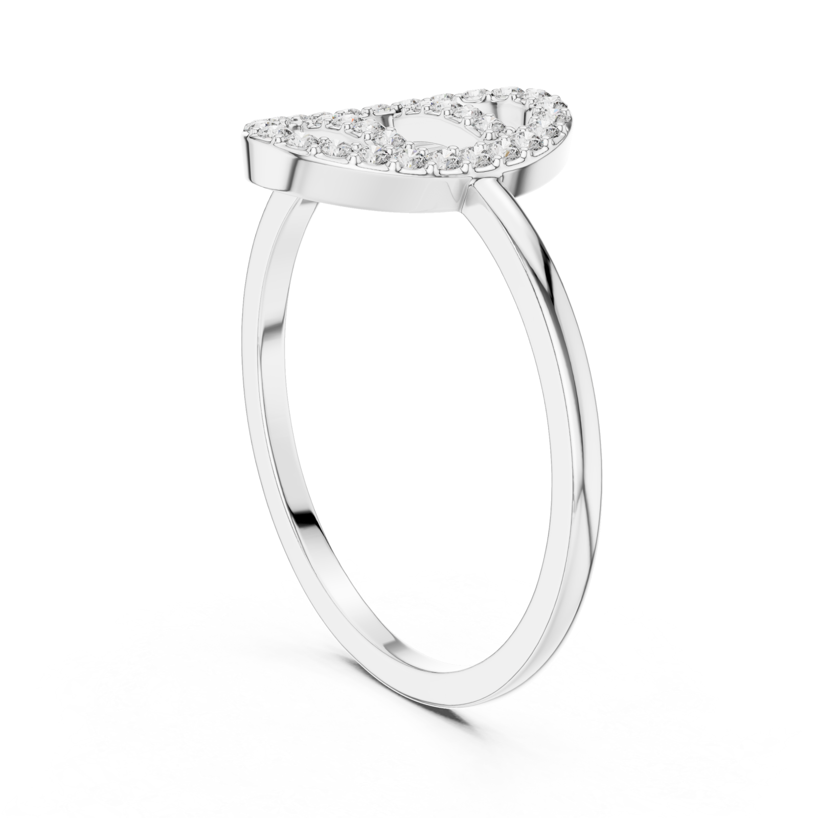  White Gold Opaline Crest Ring Left View