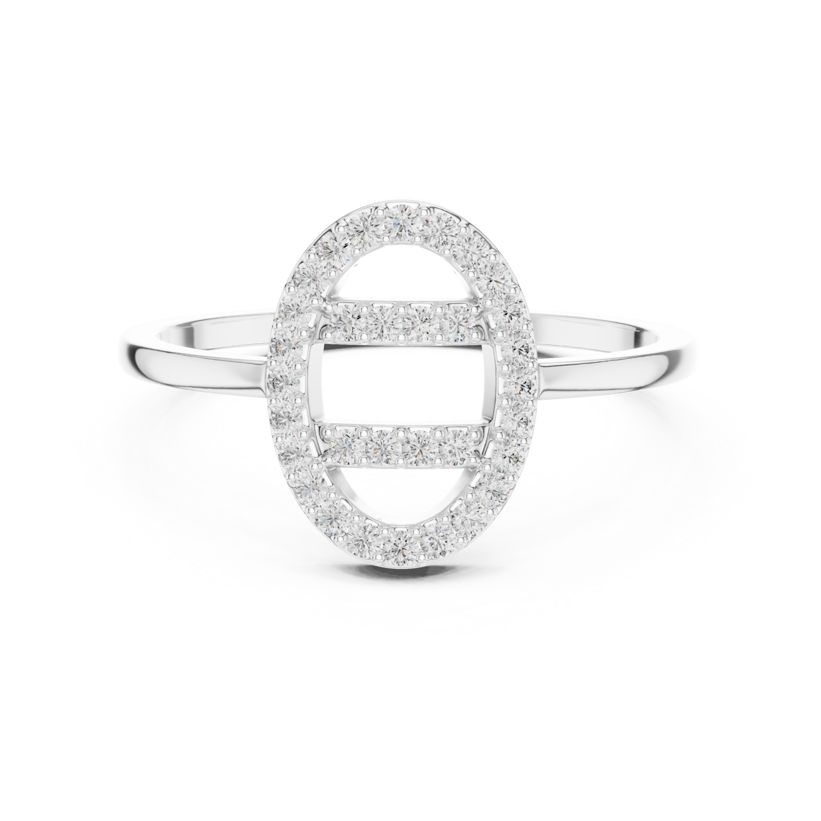  White Gold Opaline Crest Ring Front View