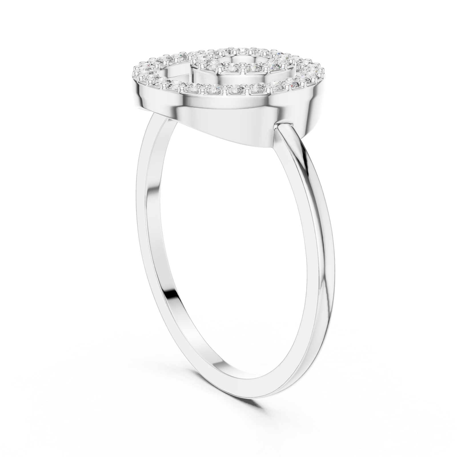  White Gold Spiral Charm Ring Left View