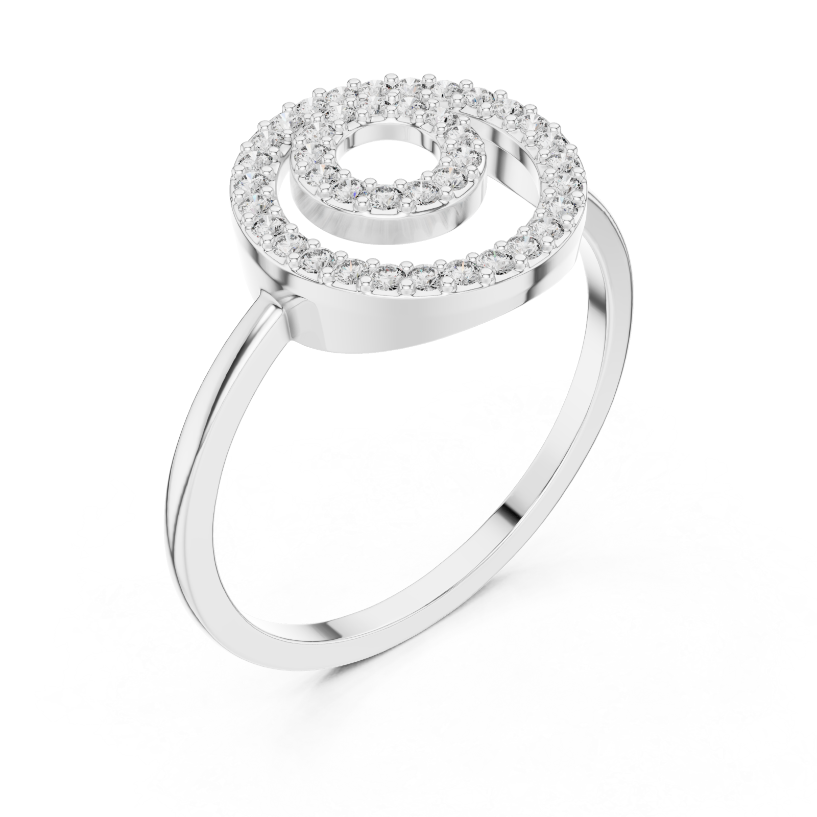  White Gold Spiral Charm Ring Right View