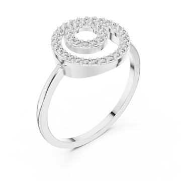  White Gold Spiral Charm Ring Right View