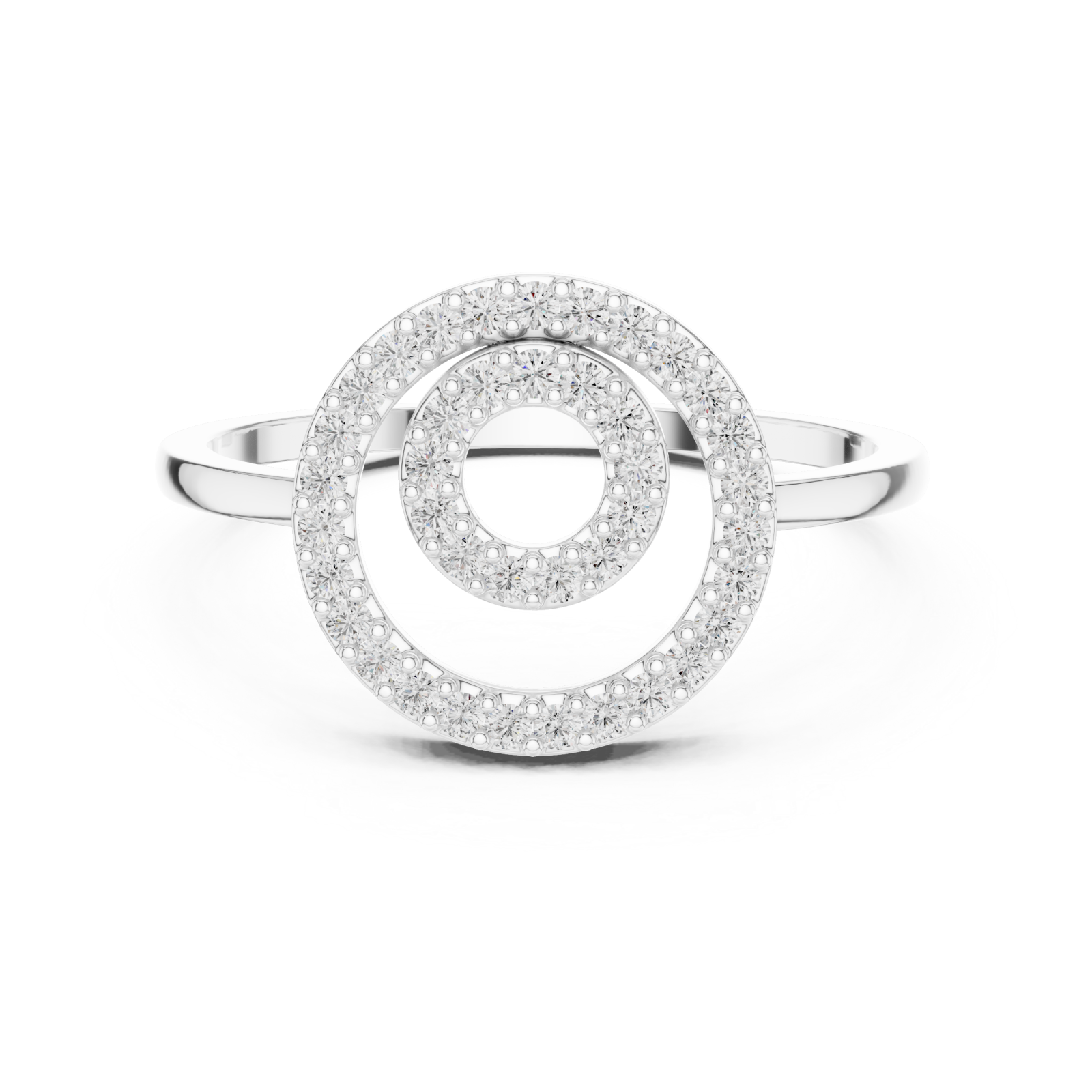  White Gold Spiral Charm Ring Front View
