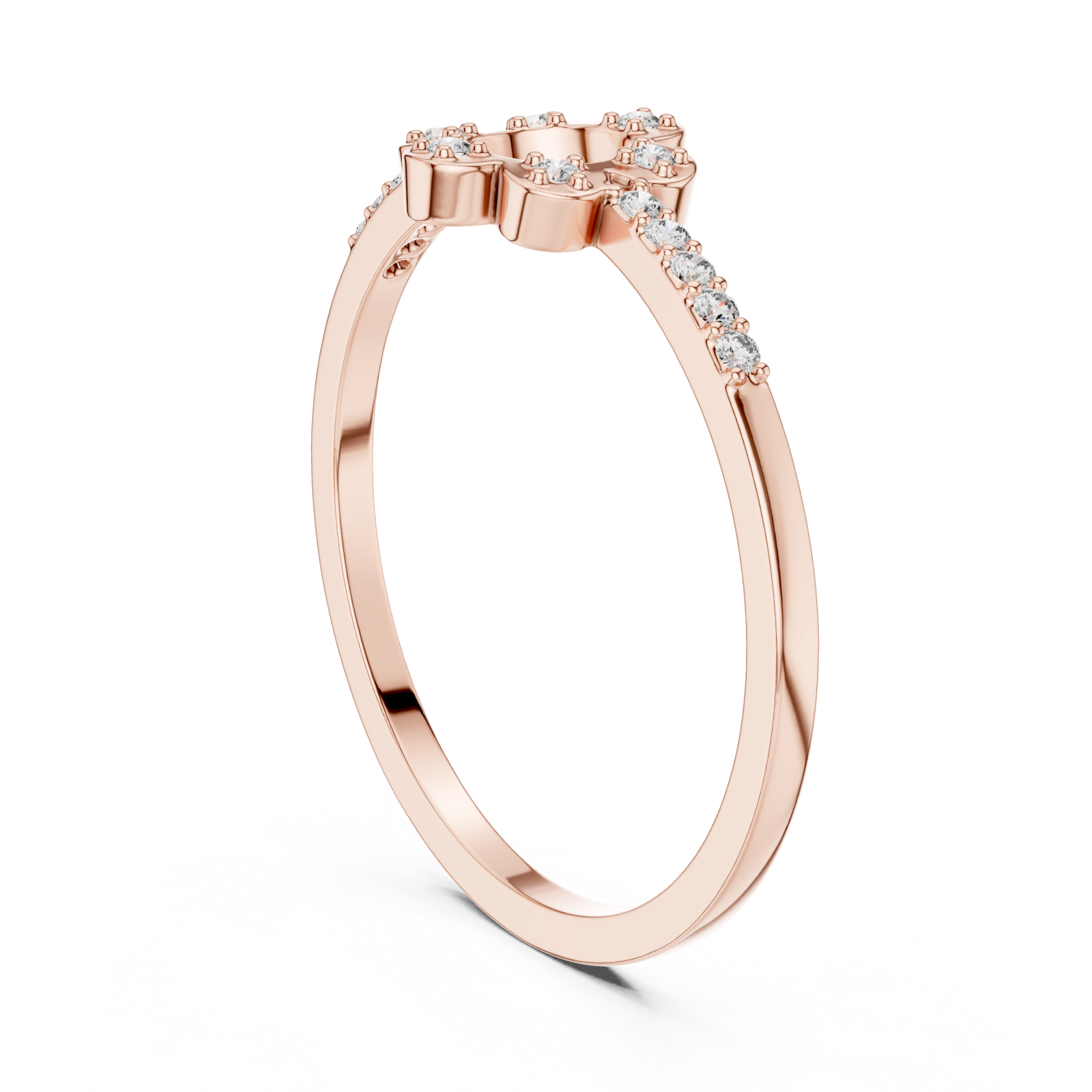  Rose Gold Petal Grace Band Ring Left View