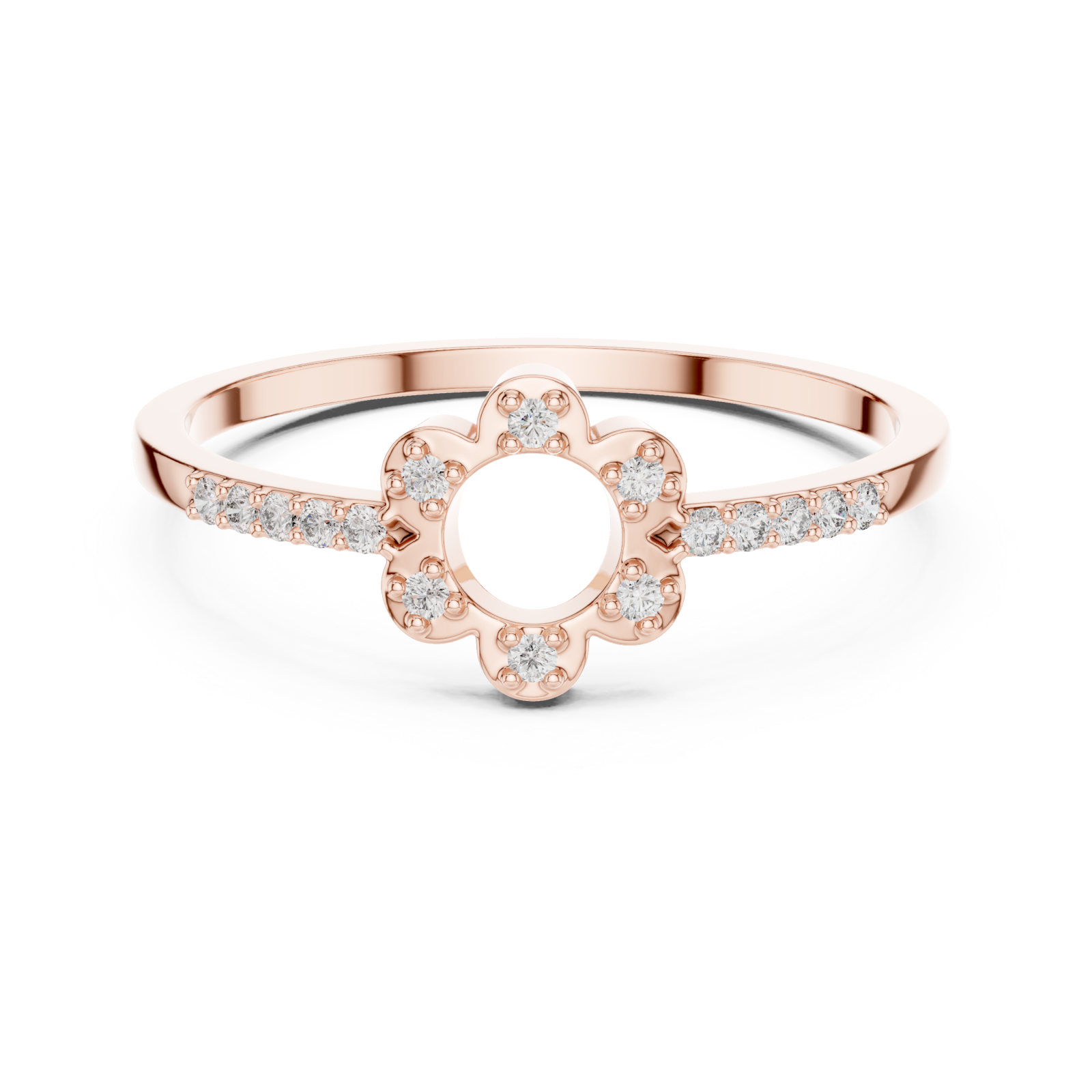  Rose Gold Petal Grace Band Ring Front View