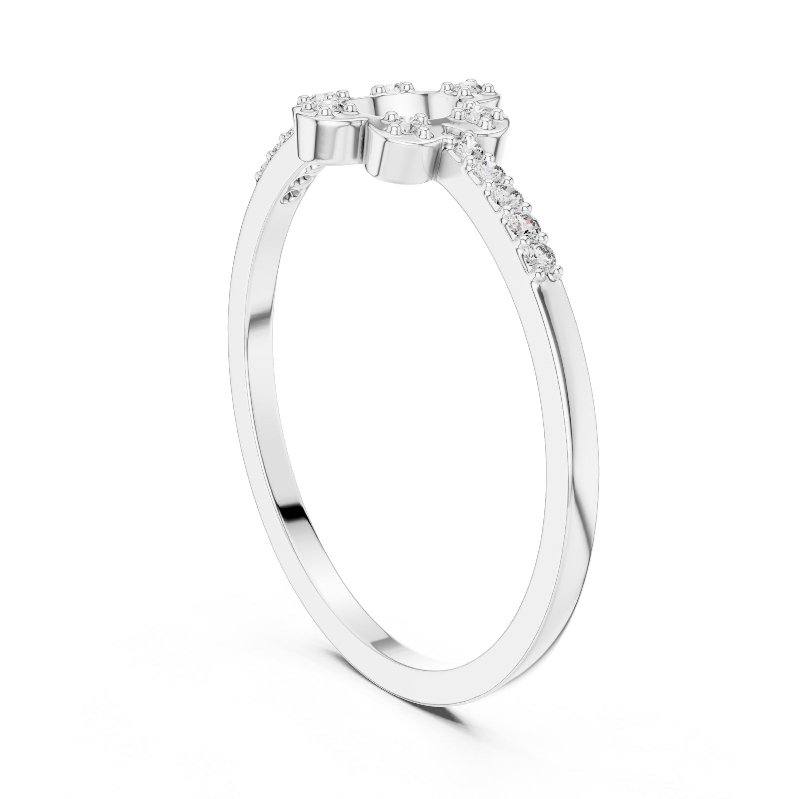  White Gold Petal Grace Band Ring Left View