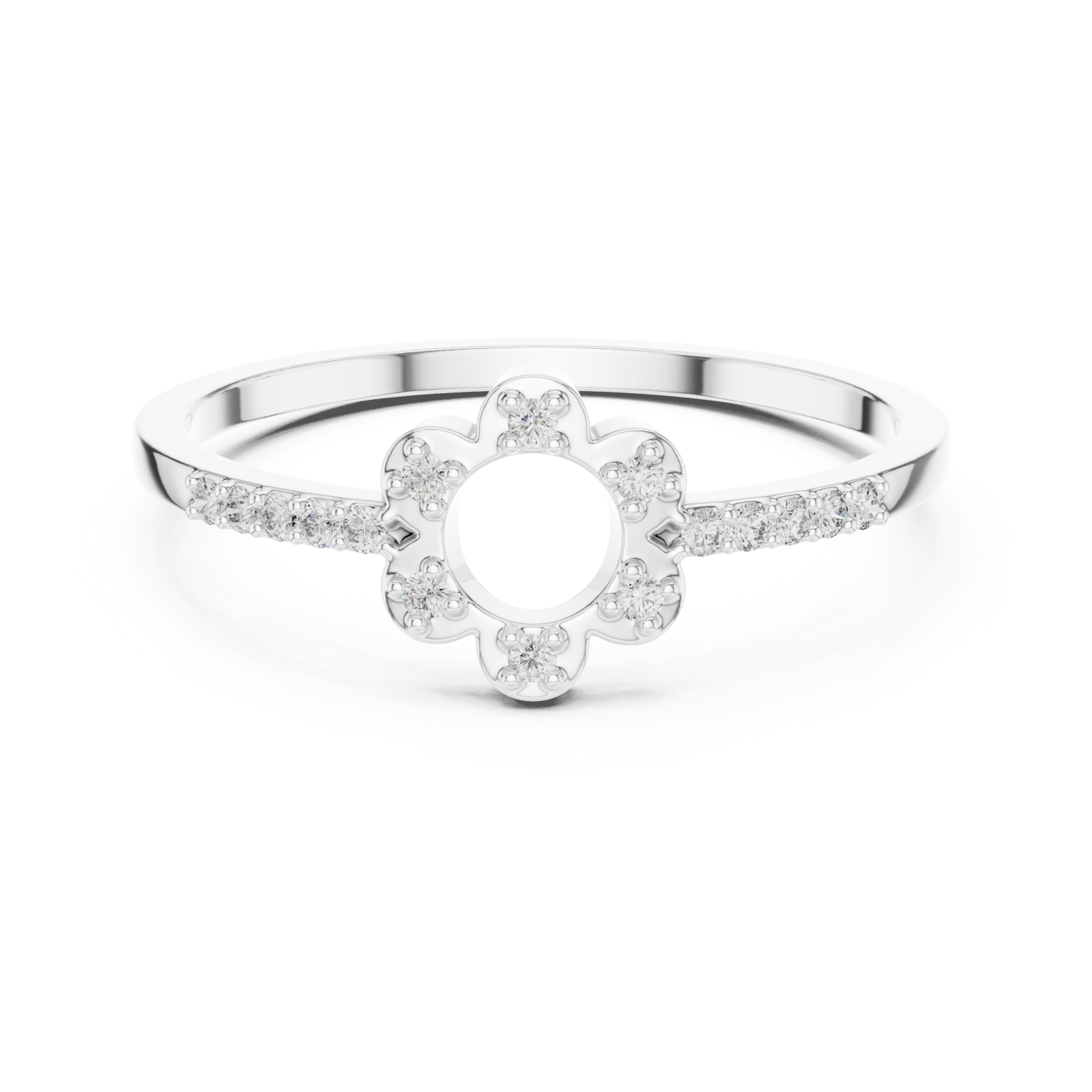  White Gold Petal Grace Band Ring Front View