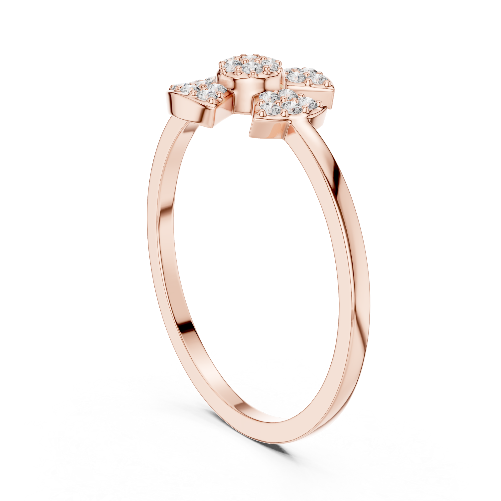  Rose Gold Petal Crest Band Ring Left View