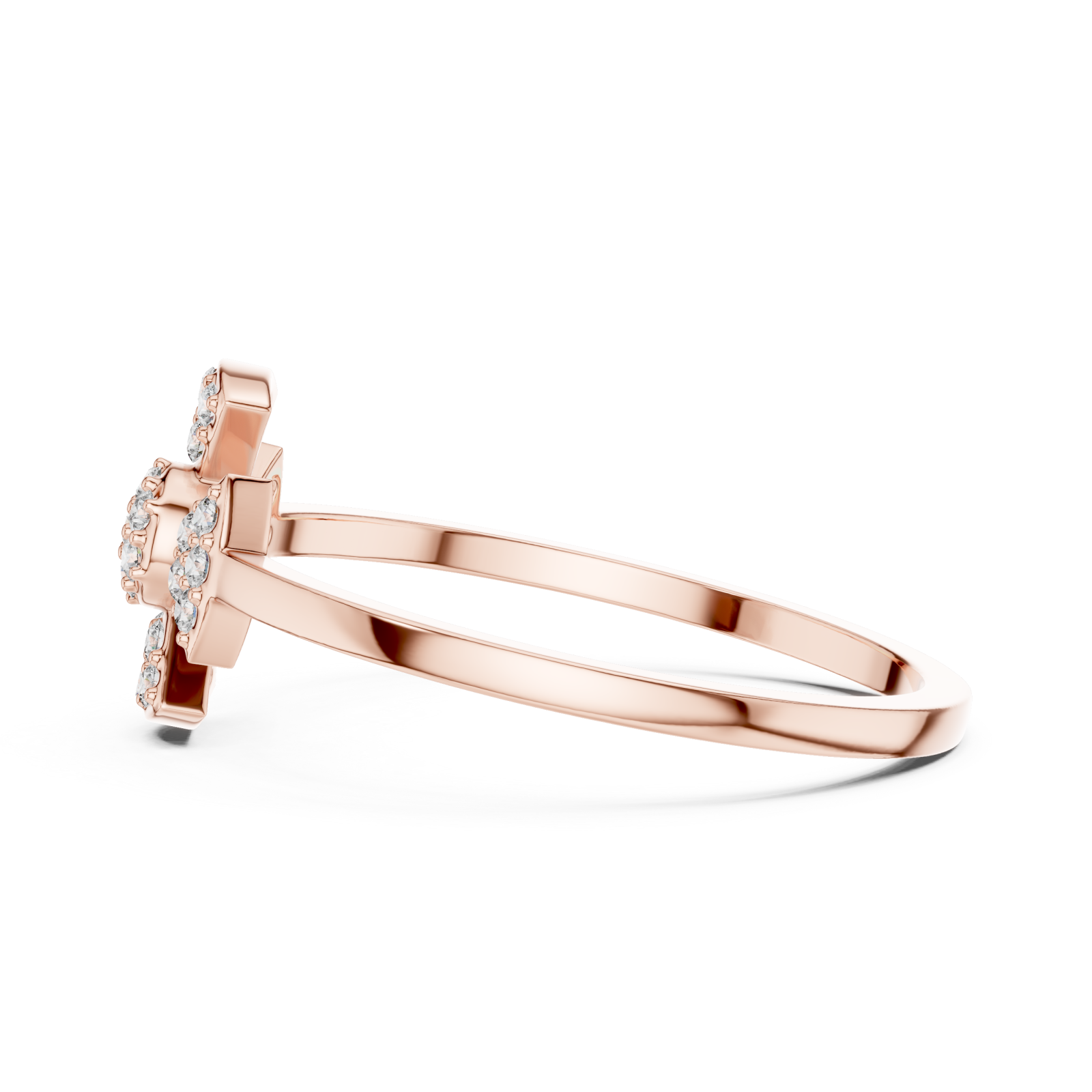 Rose Gold Petal Crest Band Ring Side View